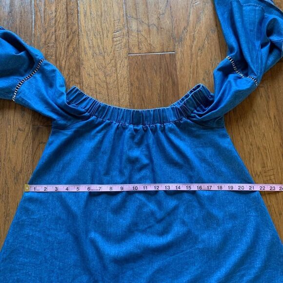 Denim Off Shoulder Top Bell Sleeves‎ - Picture 5 of 12